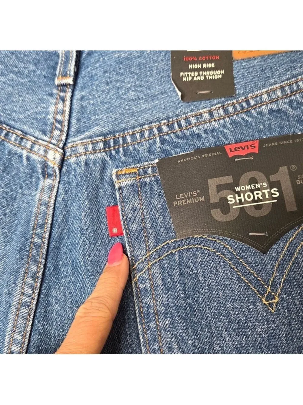 Levi's 501 Original Style Premium Denim High Rise Shorts Cut Off Women's Size 31 - Picture 14 of 16